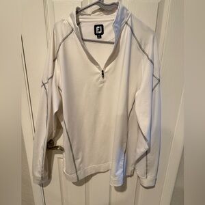 FootJoy White and Gray Quarter-Zip Pullover XL